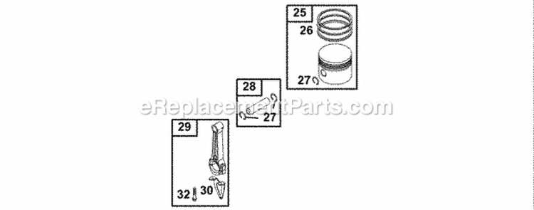 Piston Group Diagram and Parts List for 136217-1018-E1  Briggs and Stratton Engine